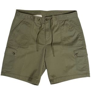 L.L. Bean Women Green Stretch Drawstring Outdoor Favorite Fit Cargo Shorts sz 14